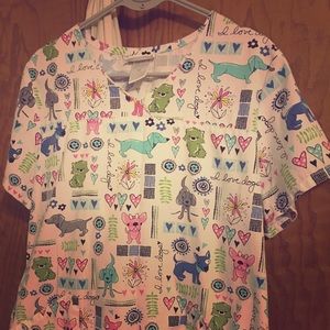Scrub Top -Love Dogs